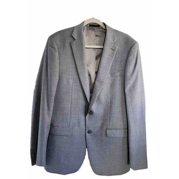 Mens Wool Gray Blazer Sport Coat Suit Jacket Size 42L Preppy Old Money Calvin K - Picture 1 of 16